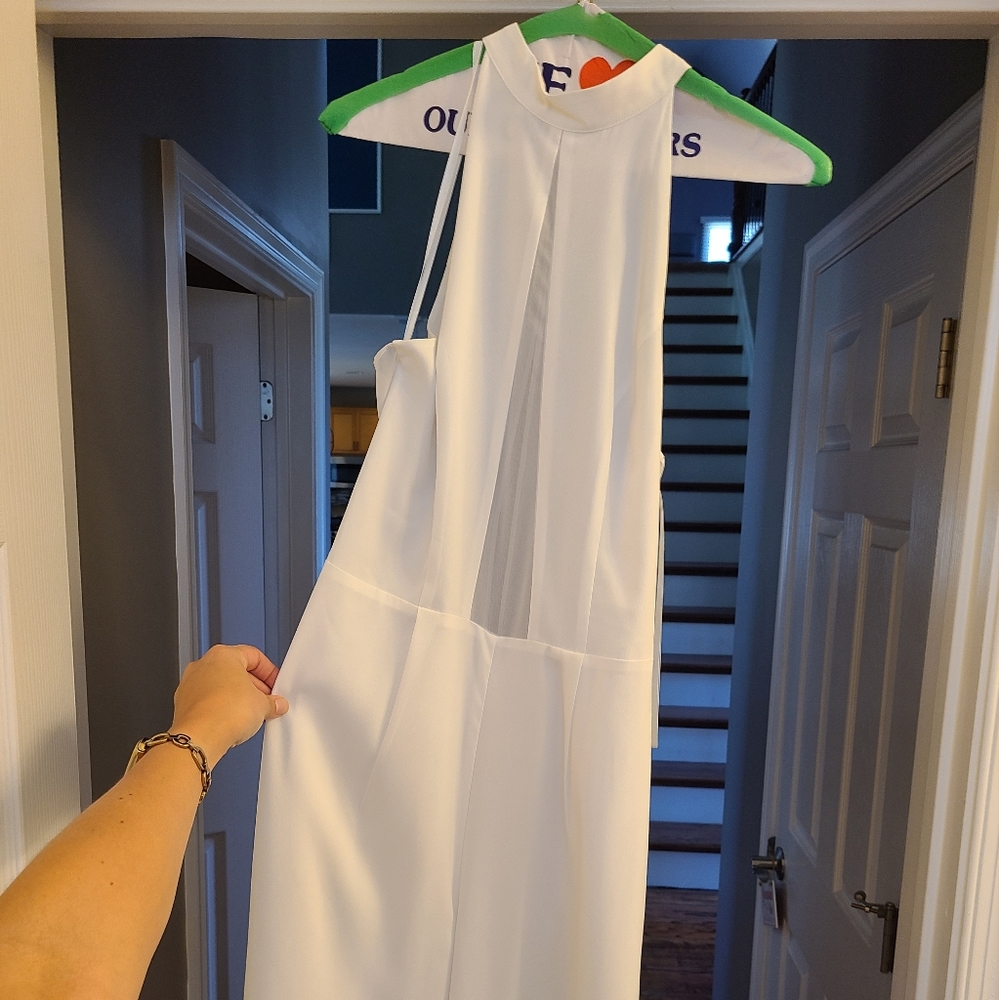 Bebe white sheer jumpsuit